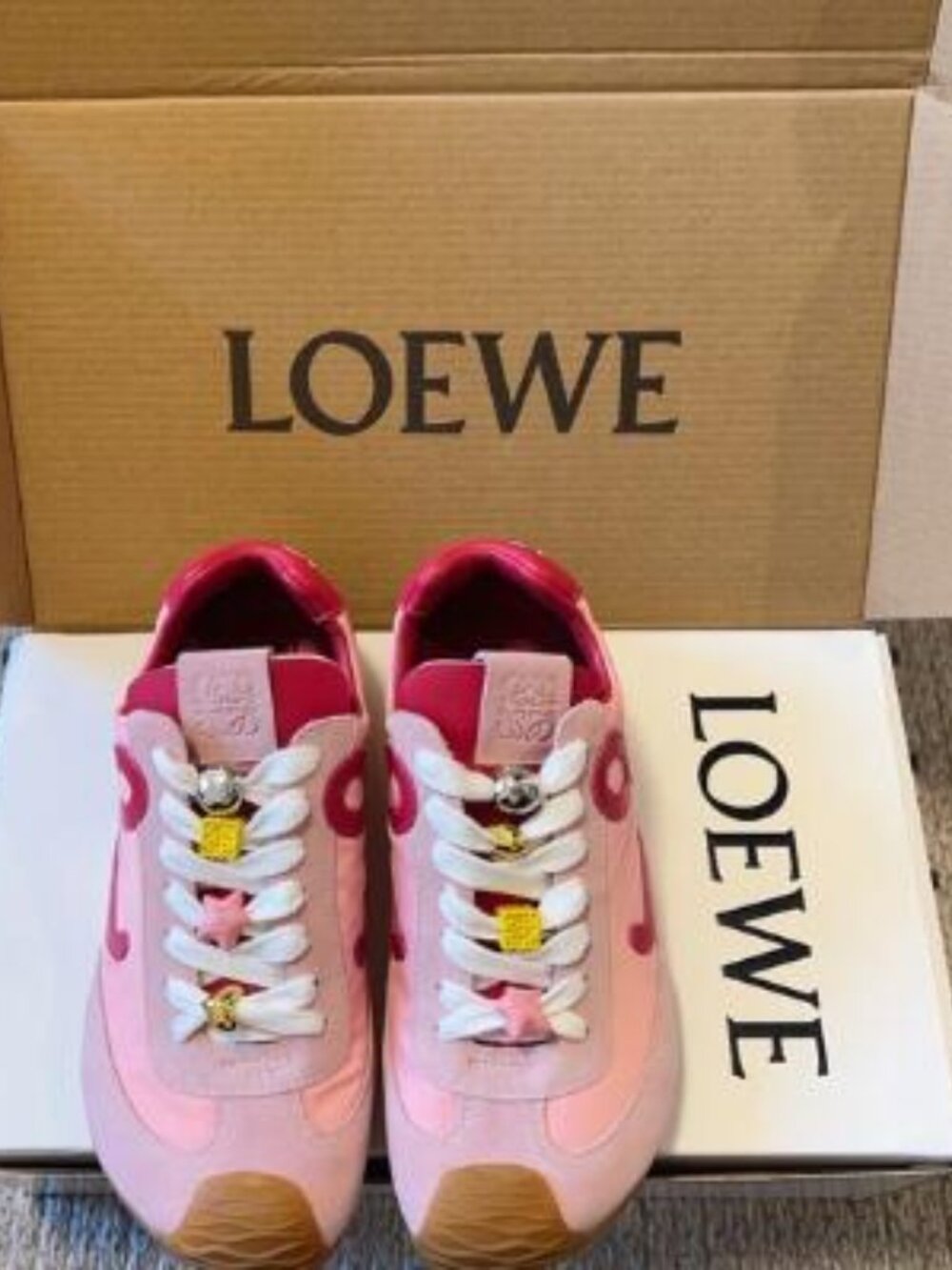 Loewe Pink and White Sneakers